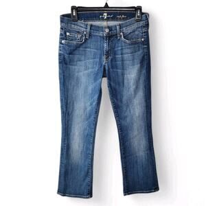 7 For All Mankind Jeans Cropped Flare Medium Wash Mid Rise Womens Size 28